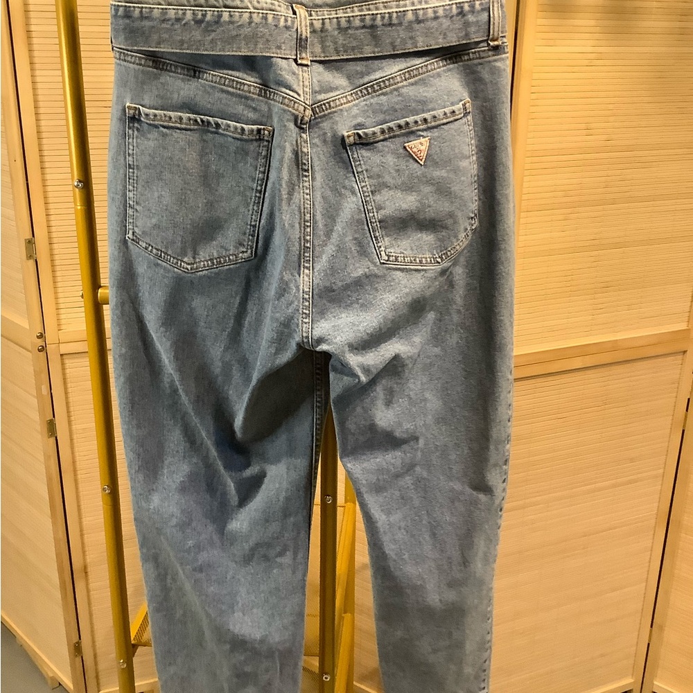 VINTAGE Guess Light Blue Relaxed Straight Leg Jeans with Self-Tie Belt